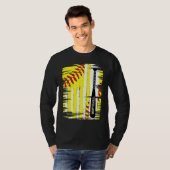 Softball Softball Player US Flag Themed Sport Coac T-shirt (Voorkant volledig)