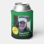 Softball Speler Één Foto Geest groen Blikjeskoeler (Blikje Achterkant)