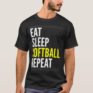 Softball speler Eet Slaap Softbal Herhaal T-shirt