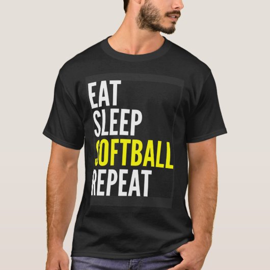 Softball speler Eet Slaap Softbal Herhaal T-shirt (Voorkant)