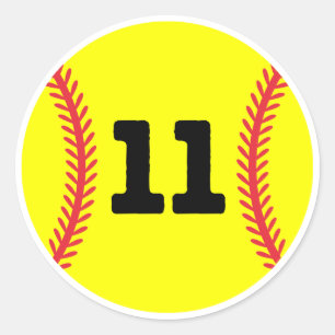 Softball Speler Jersey Favoriete Nummer #11 Ronde Sticker
