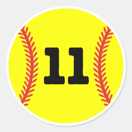 Softball Speler Jersey Favoriete Nummer #11 Ronde Sticker (Voorkant)