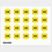 Softball Speler Jersey Favoriete Nummer #15 Ronde Sticker (Vel)