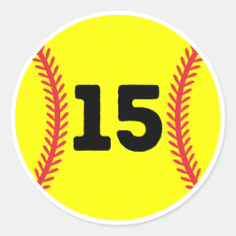 Softball Speler Jersey Favoriete Nummer #15 Ronde Sticker