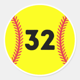 Softball Speler Jersey Favoriete Nummer #32 Ronde Sticker