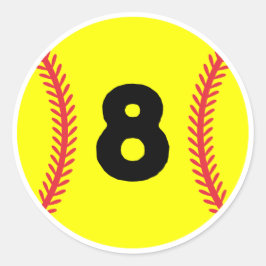 Softball Speler Jersey Favoriete Nummer #8 Ronde Sticker