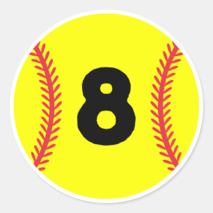 Softball Speler Jersey Favoriete Nummer #8 Ronde Sticker