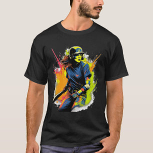 Softball Speler Meisjes Vrouwen Kleurrijk T-shirt