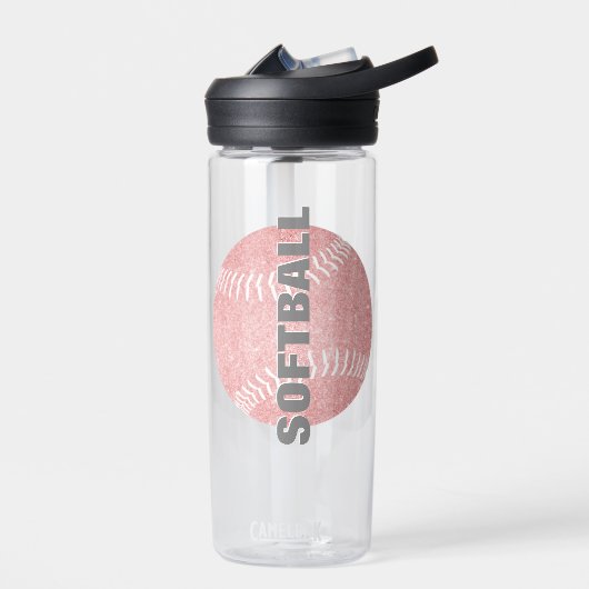 Softball speler naam jersey nummer girly roze waterfles (Links)