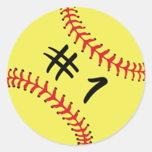 Softball speler Terug Geen Nummer 1 #1 Ball Sport  Ronde Sticker