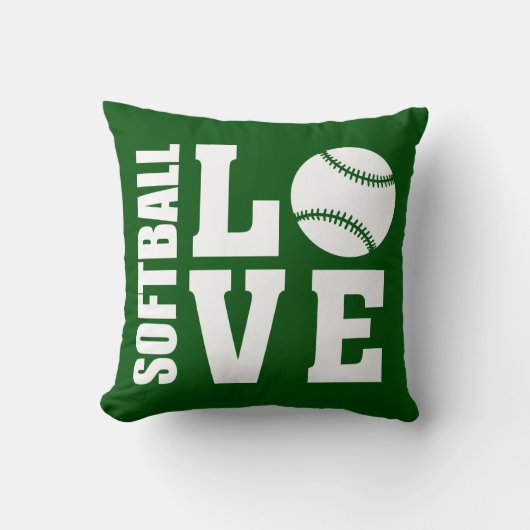 Softball-spelers, Love Softball, Green Kussen (Voorkant)