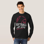 Softball-spelsoftware van de hele dag t-shirt (Voorkant volledig)
