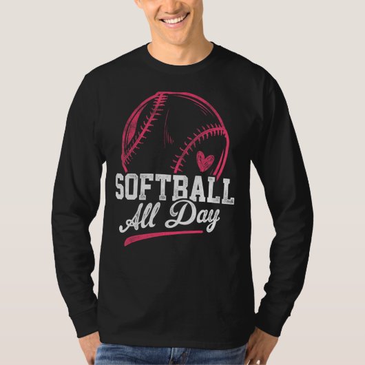 Softball-spelsoftware van de hele dag t-shirt (Voorkant)