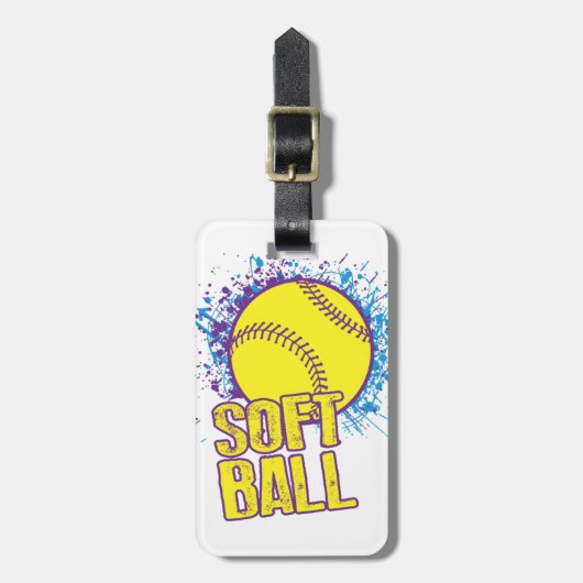 Softball Splatter Bagagelabel (Voorkant verticaal)