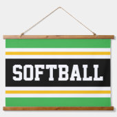 SOFTBALL Sportief Groen Zwart Geel Wit Strepen Hangend Wandkleed (Voorkant)