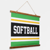 SOFTBALL Sportief Groen Zwart Geel Wit Strepen Hangend Wandkleed (Gebogen)