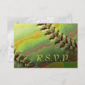 Softball Sports Wedding Theme RSVP met Kinder kaar (Voorkant / Achterkant)
