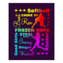 Softball Sporttermen Rainbow Cool Typografie