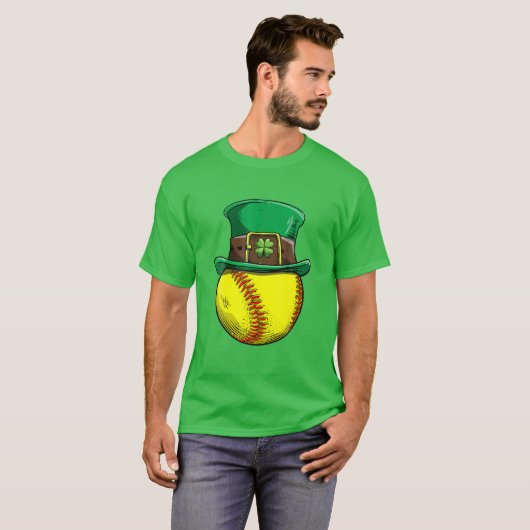 Softball St Patricks Day Ball Leprechaun Pet Catch T-shirt (Voorkant volledig)