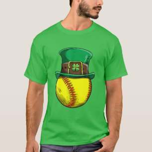 Softball St Patricks Day Ball Leprechaun Pet Catch T-shirt