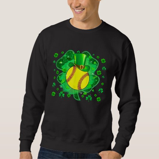 Softball St Patricks Day Leprechaun Shamrock Boys  Trui (Voorkant)
