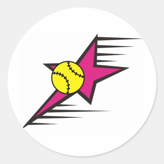 Softball Star Ronde Sticker (Voorkant)