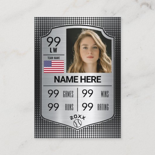 Softball Stats Shield Kaart Softball Trading Kaart Contactkaartje (Voorkant)
