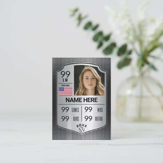 Softball Stats Shield Kaart Softball Trading Kaart Contactkaartje (Staand voorkant)