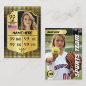 Softball Stats Shield Kaart Softball Trading Kaart Contactkaartje (Voorkant / Achterkant)