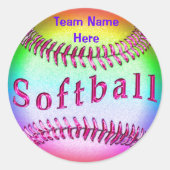 Softball Stickers met UW TEAMNAAM (Voorkant)