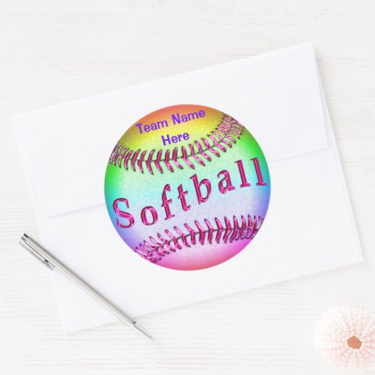 Softball Stickers met UW TEAMNAAM (Envelop)