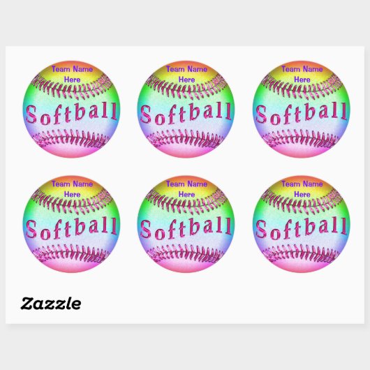Softball Stickers met UW TEAMNAAM (Vel)