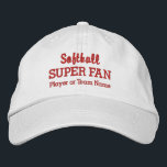 Softball Super Fan Custom Sport Team Player Name Pet<br><div class="desc">Steun uw favoriete softbalteam of speler met dit pet SUPER FAN. Voeg je middelbare school, jeugd, club, universiteitsteam of spelersnaam toe aan creëer een eenvormig pet. (U kunt dit in een andere sport ook veranderen.) Verander gemakkelijk de tekst en de kleur van het pet om de kleuren van uw team...</div>