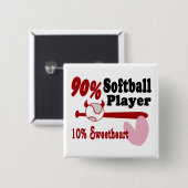 Softball Sweeat Vierkante Button 5,1 Cm (Voorkant /achterkant)
