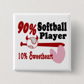 Softball Sweeat Vierkante Button 5,1 Cm (Voorkant)