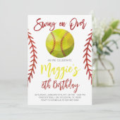 Softball Swing op Over Verjaardag Kaart (Staand voorkant)