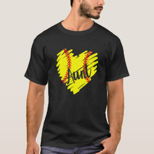 Softball Tante Heart Moederdag Vrouwen klinken T-shirt