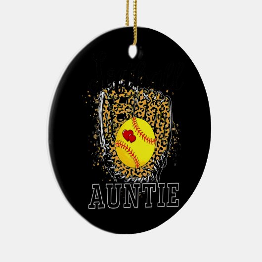 Softball tante Leopard Game Day tante Moeder Keramisch Ornament (Rechts)