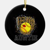 Softball tante Leopard Game Day tante Moeder Keramisch Ornament (Voorkant)