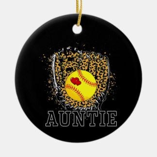 Softball tante Leopard Game Day tante Moeder Keramisch Ornament