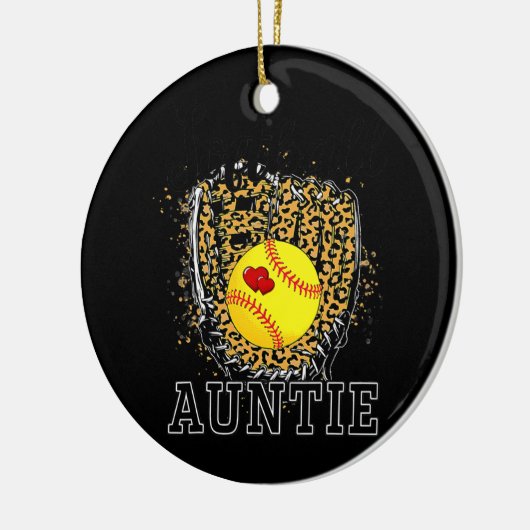 Softball tante Leopard Game Day tante Moeder Keramisch Ornament (Links)