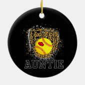 Softball tante Leopard Game Day tante Moeder Keramisch Ornament (Achterkant)