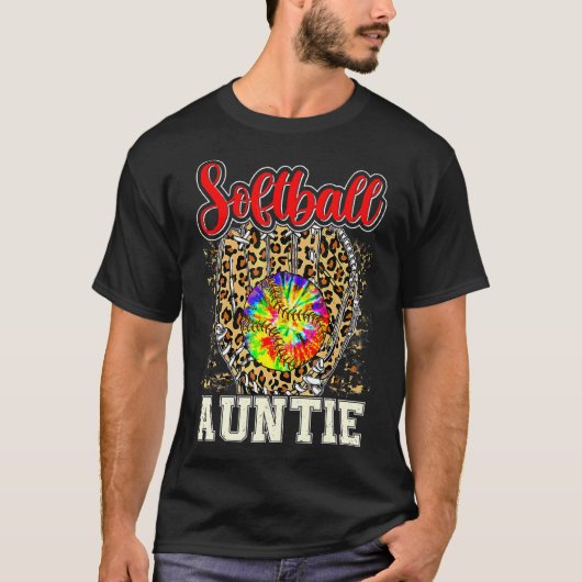 Softball tante luipaard spel dag t-shirt (Voorkant)