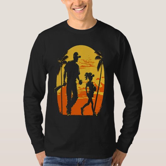 Softball Team Fans Father And Daughter Playing  3 T-shirt (Voorkant)