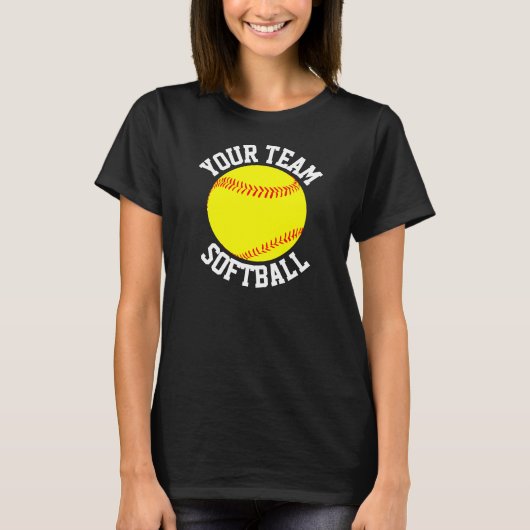 Softball Team, Player and Jersey Number T-shirt (Voorkant)