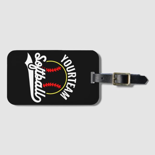 Softball Team Speler VOEG NAAM TOE Personalized Le Bagagelabel (Voorkant (horizontaal))