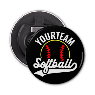 Softball Team Speler VOEG NAAM TOE Personalized Le Button Flesopener