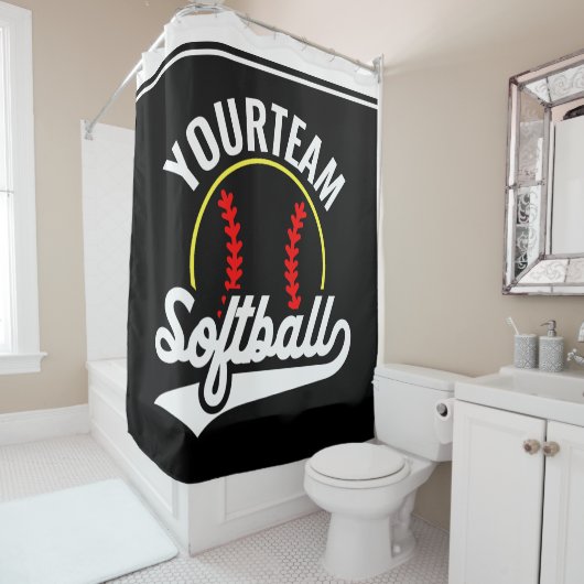 Softball Team Speler VOEG NAAM TOE Personalized Le Douchegordijn (In situ)