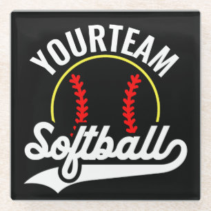 Softball Team Speler VOEG NAAM TOE Personalized Le Glazen Onderzetter