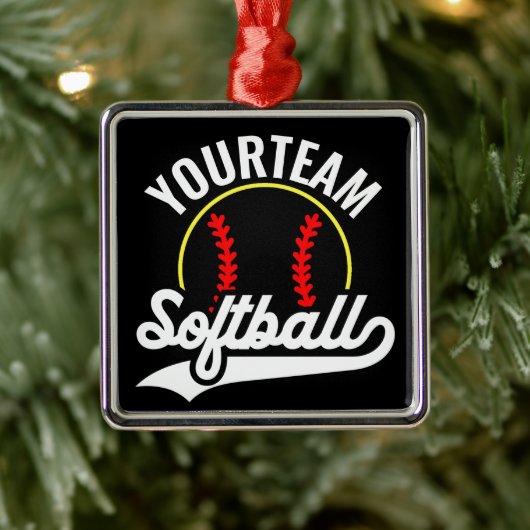 Softball Team Speler VOEG NAAM TOE Personalized Le Metalen Ornament (Boom)